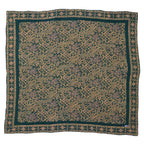Large 39" Hand Dyed Batik Bandana, 100% Soft Cotton, Abstract Flowers, Teal, Patina Blue - Che Cose Belle