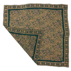 Large 39" Hand Dyed Batik Bandana, 100% Soft Cotton, Abstract Flowers, Teal, Patina Blue - Che Cose Belle