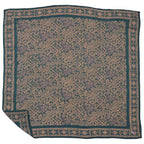 Large 39" Hand Dyed Batik Bandana, 100% Soft Cotton, Abstract Flowers, Teal, Patina Blue - Che Cose Belle