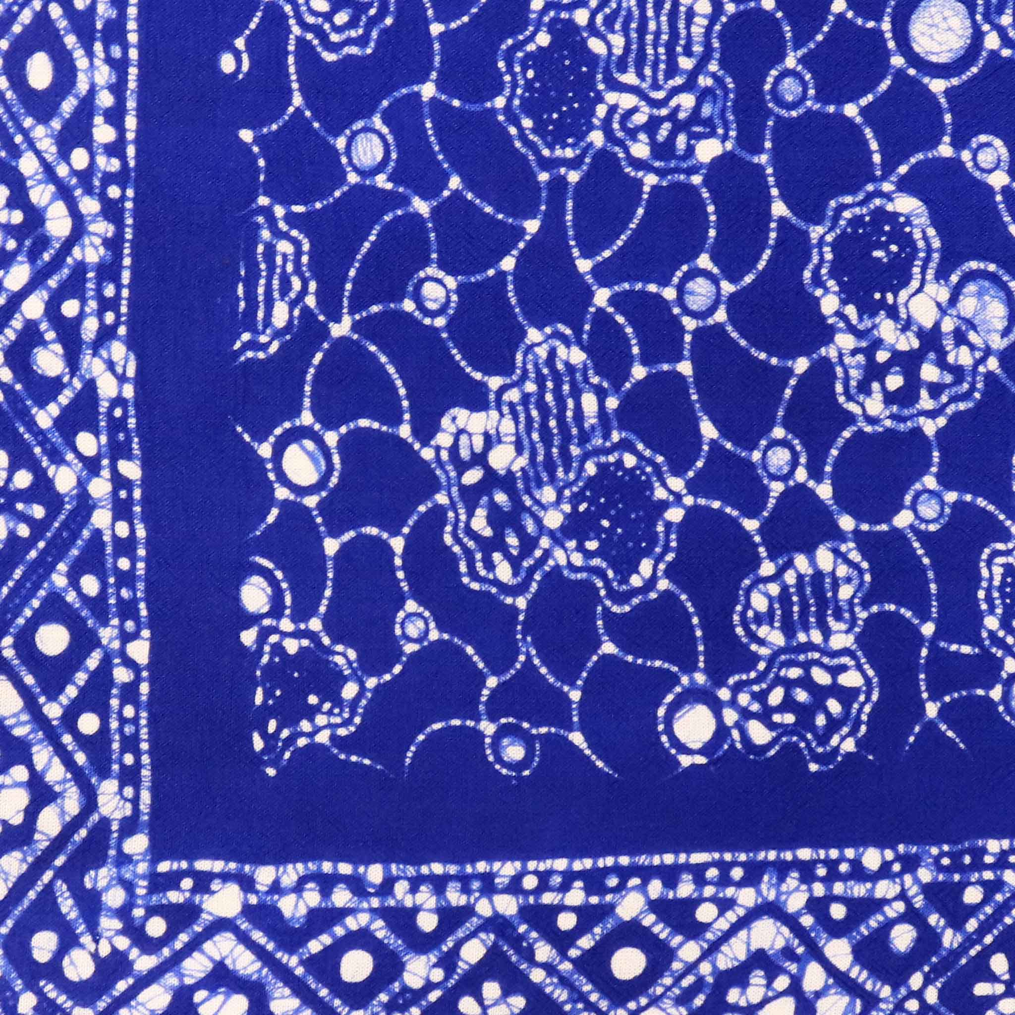 Large 39" Hand Dyed Batik Bandana, 100% Soft Cotton, Boulder, Blue - Che Cose Belle