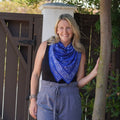 Large 39" Hand Dyed Batik Bandana, 100% Soft Cotton, Boulder, Blue - Che Cose Belle