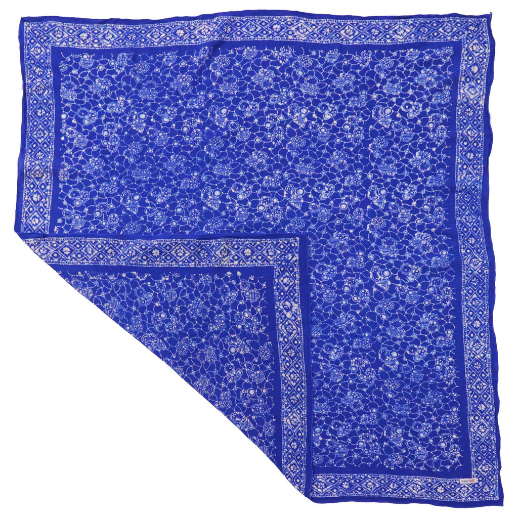 Large 39" Hand Dyed Batik Bandana, 100% Soft Cotton, Boulder, Blue - Che Cose Belle