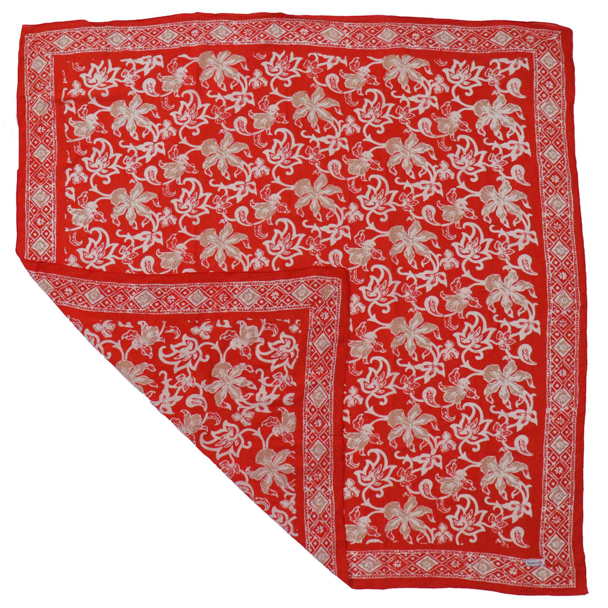 Large 39" Hand Dyed Batik Bandana, 100% Soft Cotton, Fiery Flora - Che Cose Belle