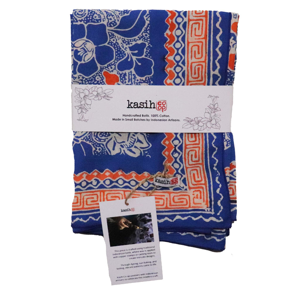 Large 39" Hand Dyed Batik Bandana, 100% Soft Cotton, Sunset Sky - Che Cose Belle
