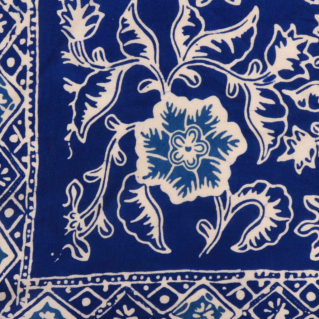 Large 39" Hand Dyed Batik Bandana, Blue Tendril, 100% Cotton - Che Cose Belle
