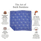 Large 39" Hand Dyed Batik Bandana, Blue Tendril, 100% Cotton - Che Cose Belle