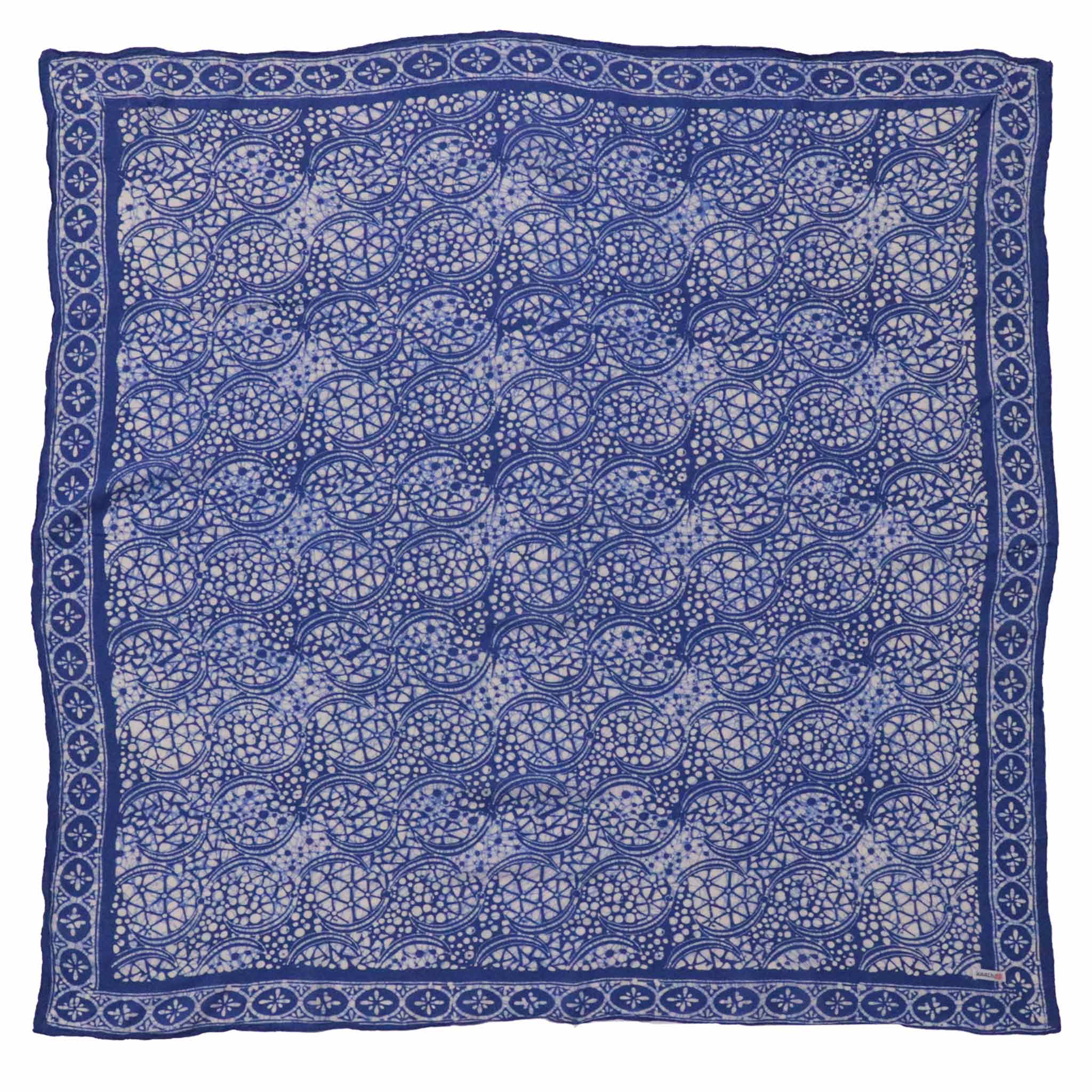 Large 39" Hand Dyed Batik Bandana - Soft Lightweight Cotton, Blue Stone - Che Cose Belle