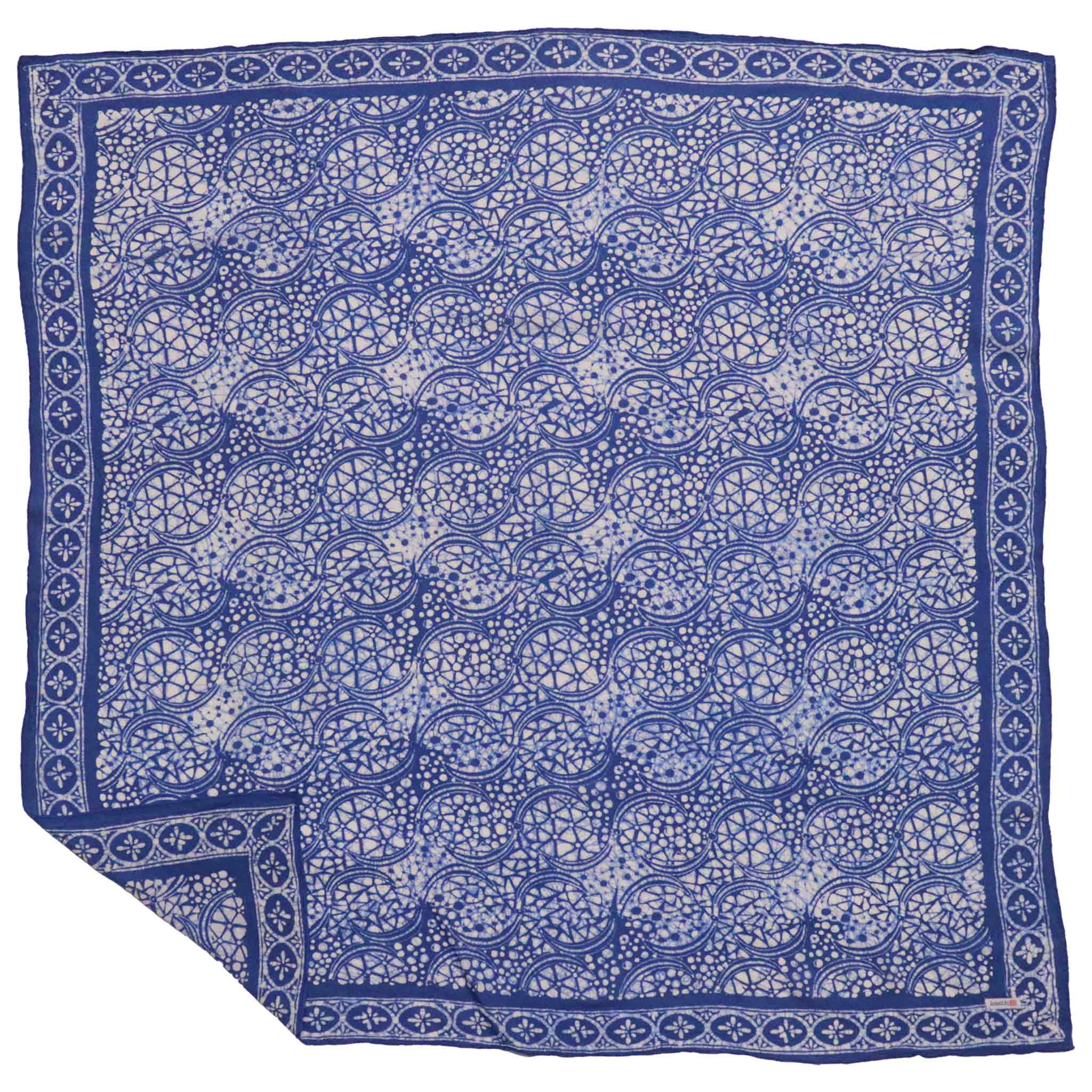 Large 39" Hand Dyed Batik Bandana - Soft Lightweight Cotton, Blue Stone - Che Cose Belle
