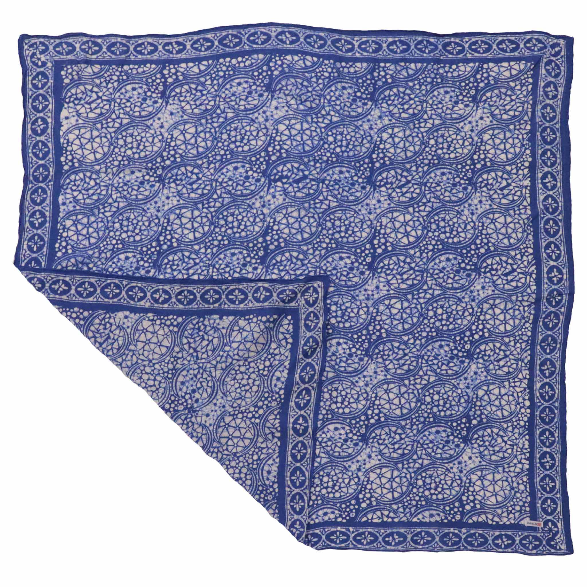 Large 39" Hand Dyed Batik Bandana - Soft Lightweight Cotton, Blue Stone - Che Cose Belle