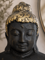 Large Black & Gold Praying Buddha Statue | Handcrafted Indonesian Décor - Che Cose Belle