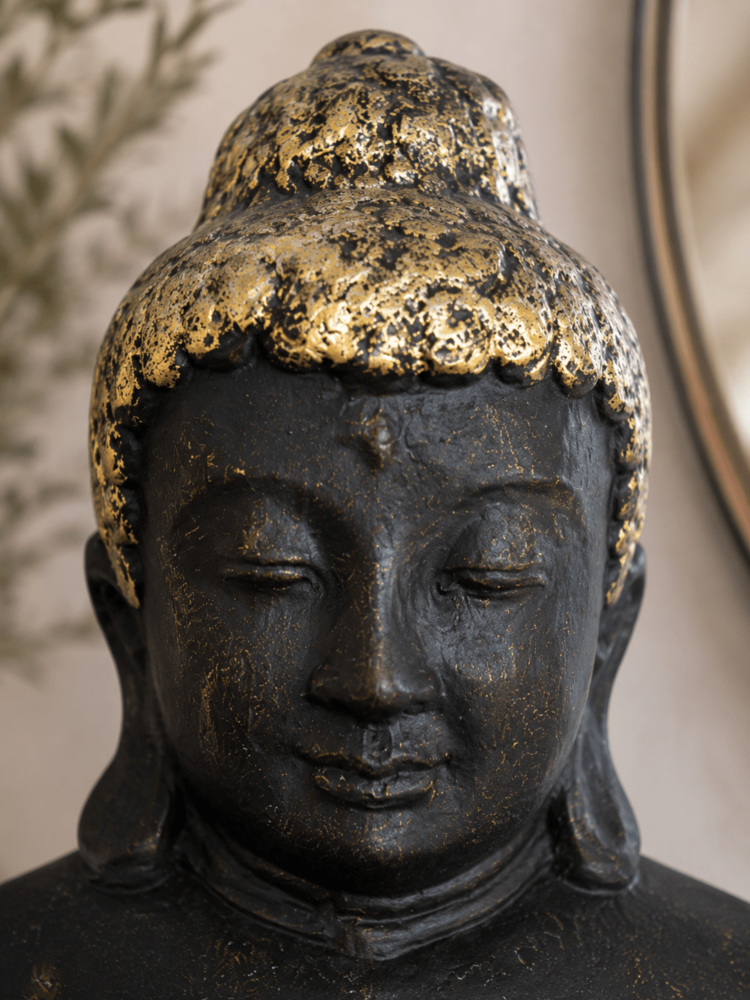 Large Black & Gold Praying Buddha Statue | Handcrafted Indonesian Décor - Che Cose Belle