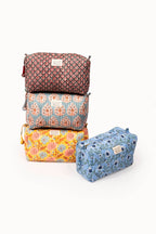 Large Block Print Quilted Travel Pouch - Holiday Crimson - Che Cose Belle