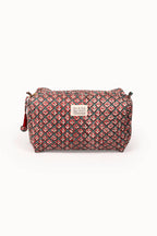 Large Block Print Quilted Travel Pouch - Holiday Crimson - Che Cose Belle