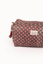Large Block Print Quilted Travel Pouch - Holiday Crimson - Che Cose Belle