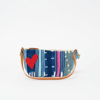 Large Convertible Pouch - Baule Cloth with Red Beaded Heart - Che Cose Belle