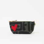 Large Convertible Pouch - Safari Kuba with Beaded Red Heart with Medium Leather Strap - Che Cose Belle