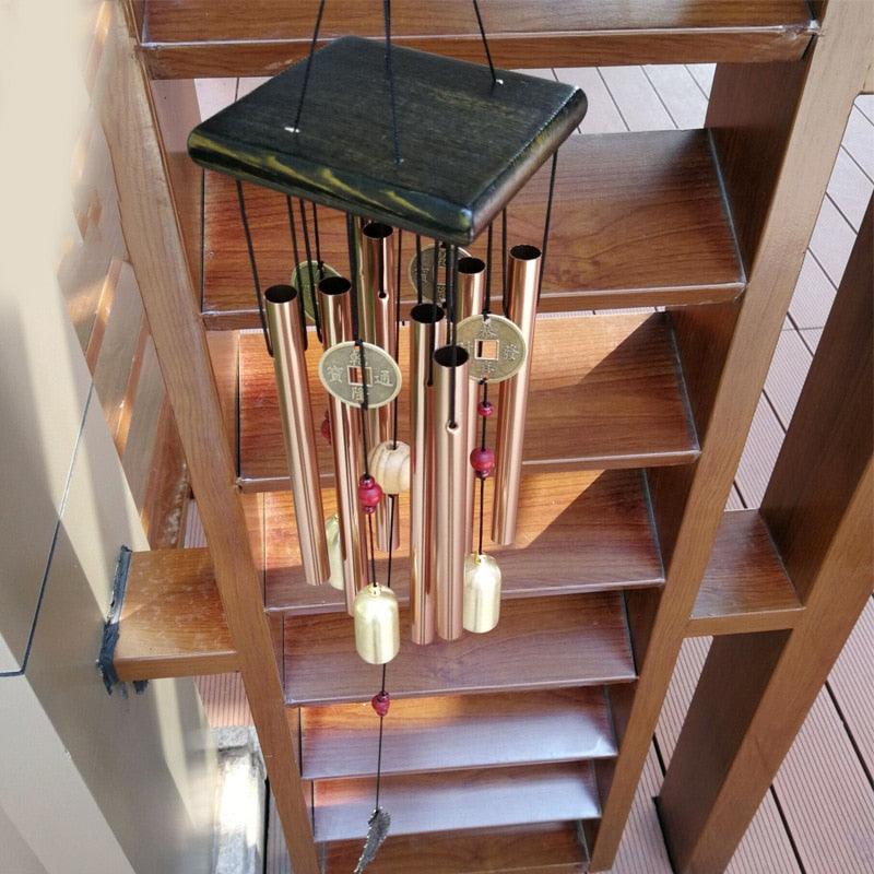Large Copper Money Pendant Wind Chime Tubes Bells Copper Metal Pipe Chime Large Wind Chimes Bells Tubes Pendant Balcony Outdoor Yard Garden Home Decoration - Che Cose Belle