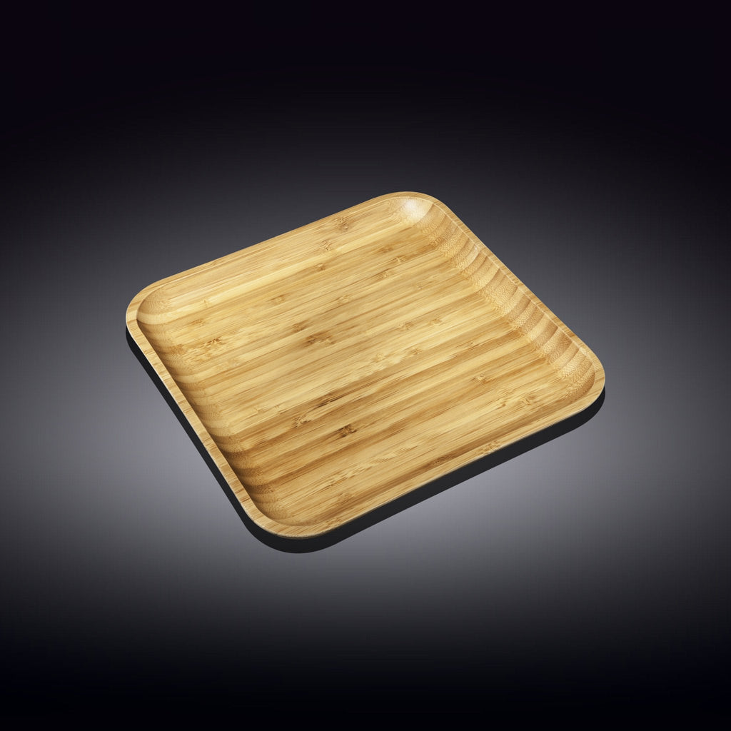 Large Feast Charcuterie Plating Set Including Long Bamboo Serving Tray And Square Bamboo Platters With Fine Porcelain Plates To Match - Che Cose Belle