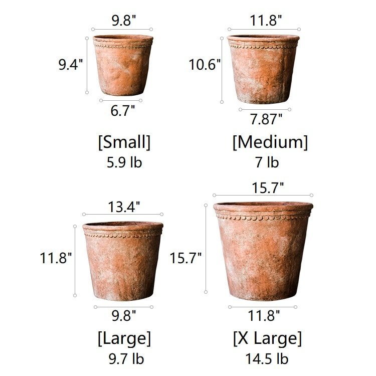 Large Terracotta Red Concrete Planter Pot - Che Cose Belle