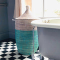 Large Two - Tone Basket - Turquoise + White - Che Cose Belle