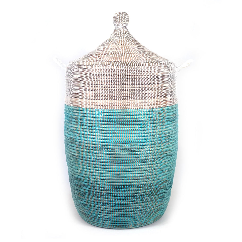 Large Two - Tone Basket - Turquoise + White - Che Cose Belle