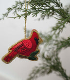 Larissa Plush Cardinal Beaded Fabric Ornament - Embroidered - Che Cose Belle