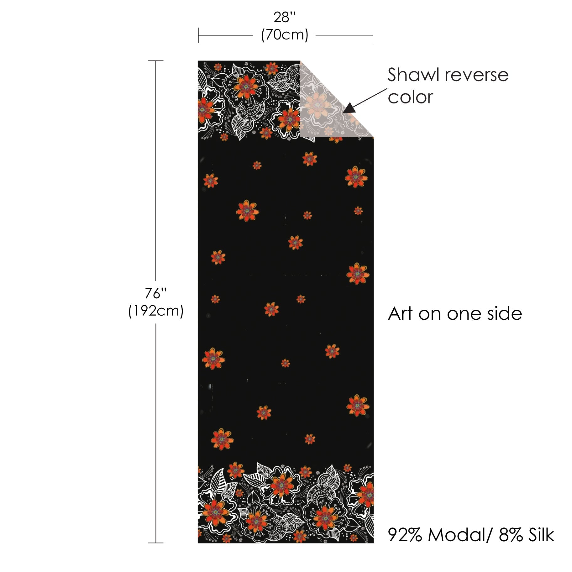 Laurel Burch Orange Blossoms Silk Blend Shawl – Lightweight Dressy Wrap for Women - Che Cose Belle