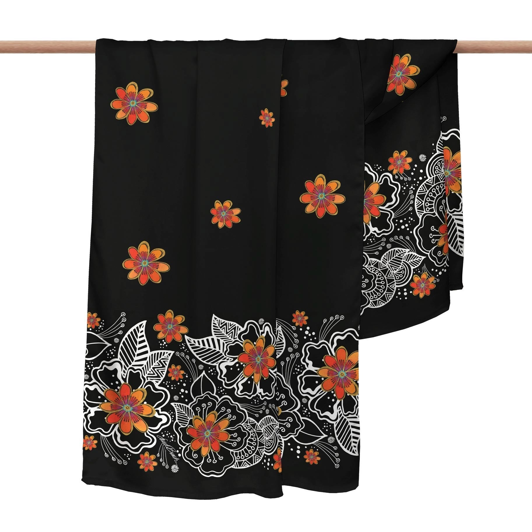 Laurel Burch Orange Blossoms Silk Blend Shawl – Lightweight Dressy Wrap for Women - Che Cose Belle