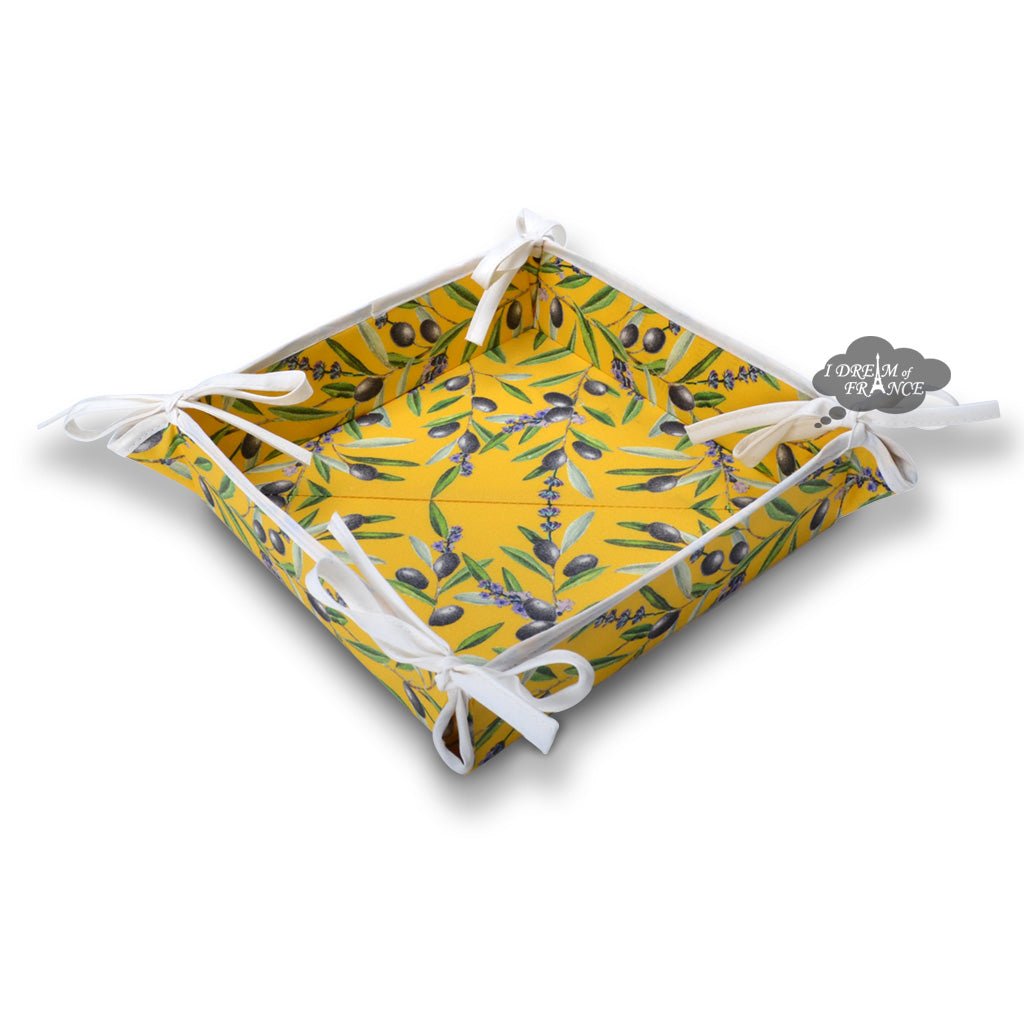 Lauris Yellow Coated Cotton French Bread Basket by Tissus Toselli - Che Cose Belle