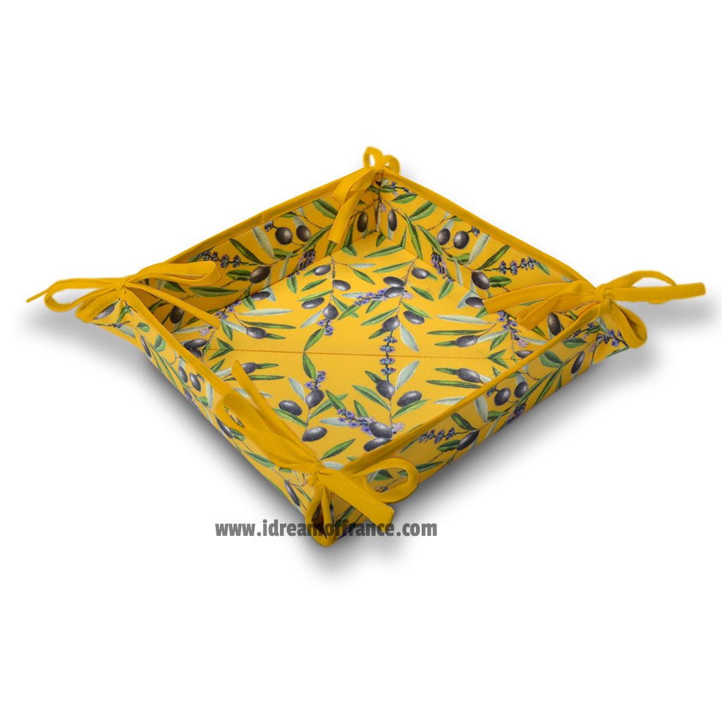 Lauris Yellow Coated Cotton French Bread Basket by Tissus Toselli - Che Cose Belle