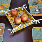 Lauris Yellow Coated Cotton French Bread Basket by Tissus Toselli - Che Cose Belle