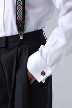 Lava Orange Floral Print Handmade Italian Cufflinks with Clear Resin - Che Cose Belle