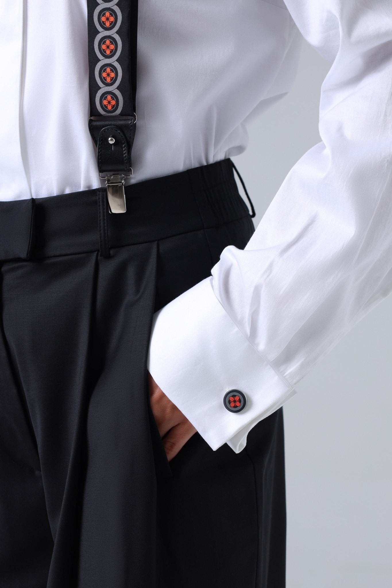 Lava Orange Floral Print Handmade Italian Cufflinks with Clear Resin - Che Cose Belle