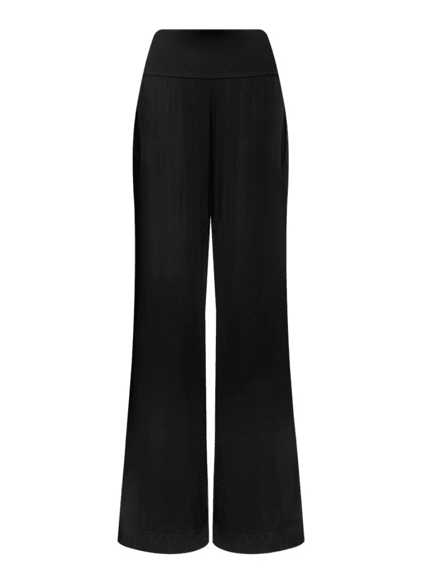 LavaNera Palazzo Black Jersey Viscose Pants - Che Cose Belle