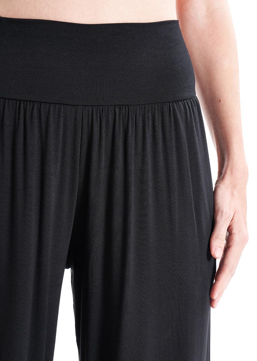 LavaNera Palazzo Black Jersey Viscose Pants - Che Cose Belle