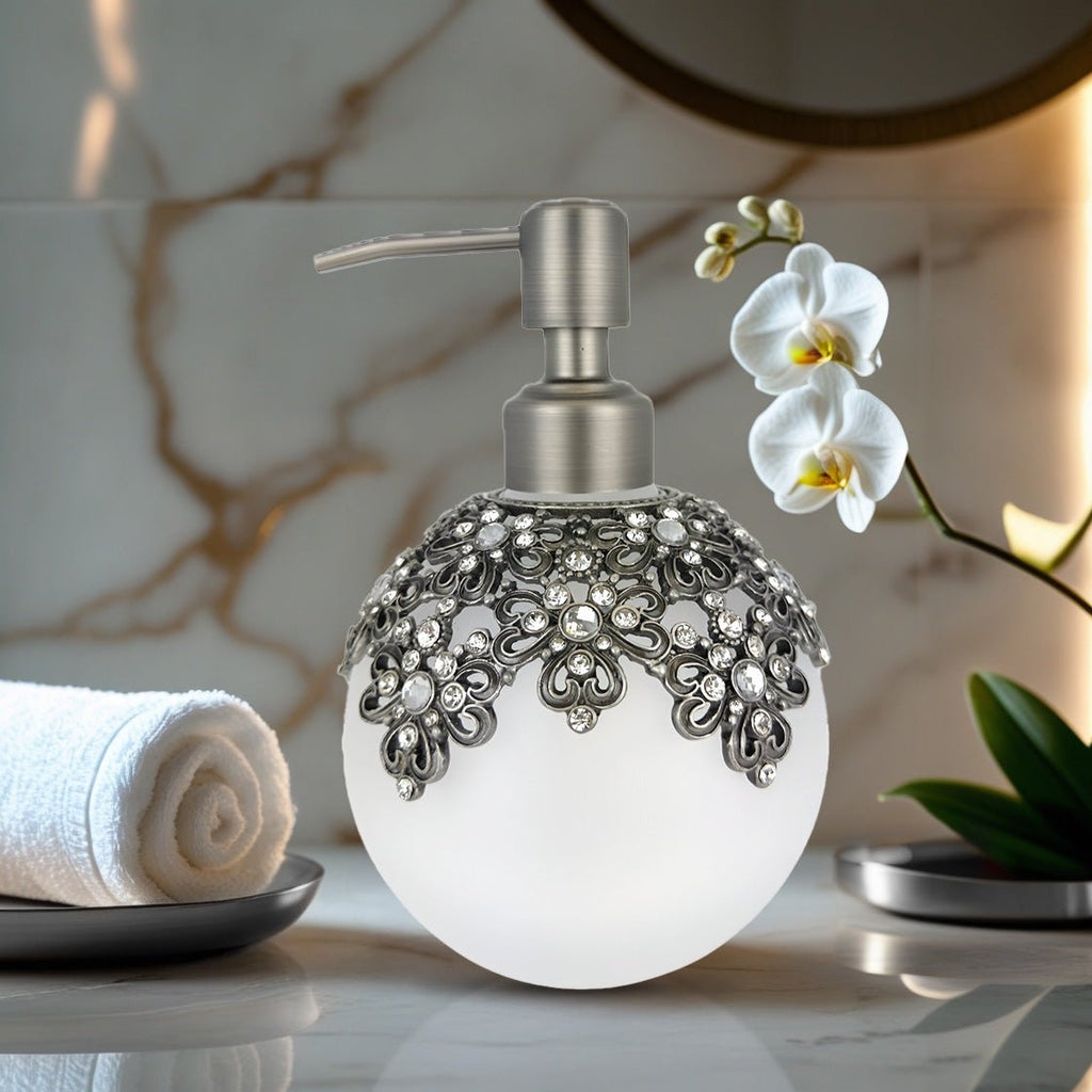 Lavinia Bloom – Modern Decorative Bathroom Accessory Handmade Soap Dispenser, 12 oz - Che Cose Belle