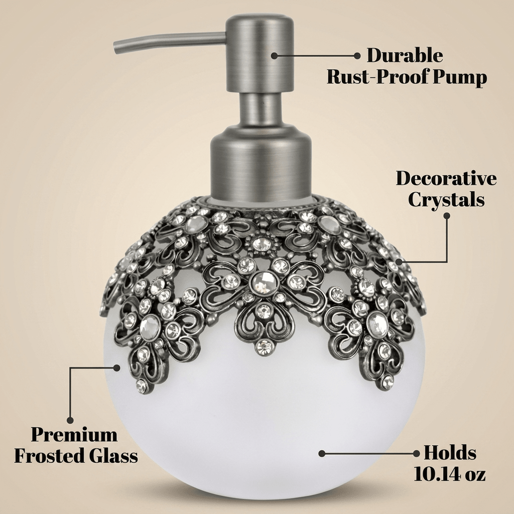 Lavinia Bloom – Modern Decorative Bathroom Accessory Handmade Soap Dispenser, 12 oz - Che Cose Belle