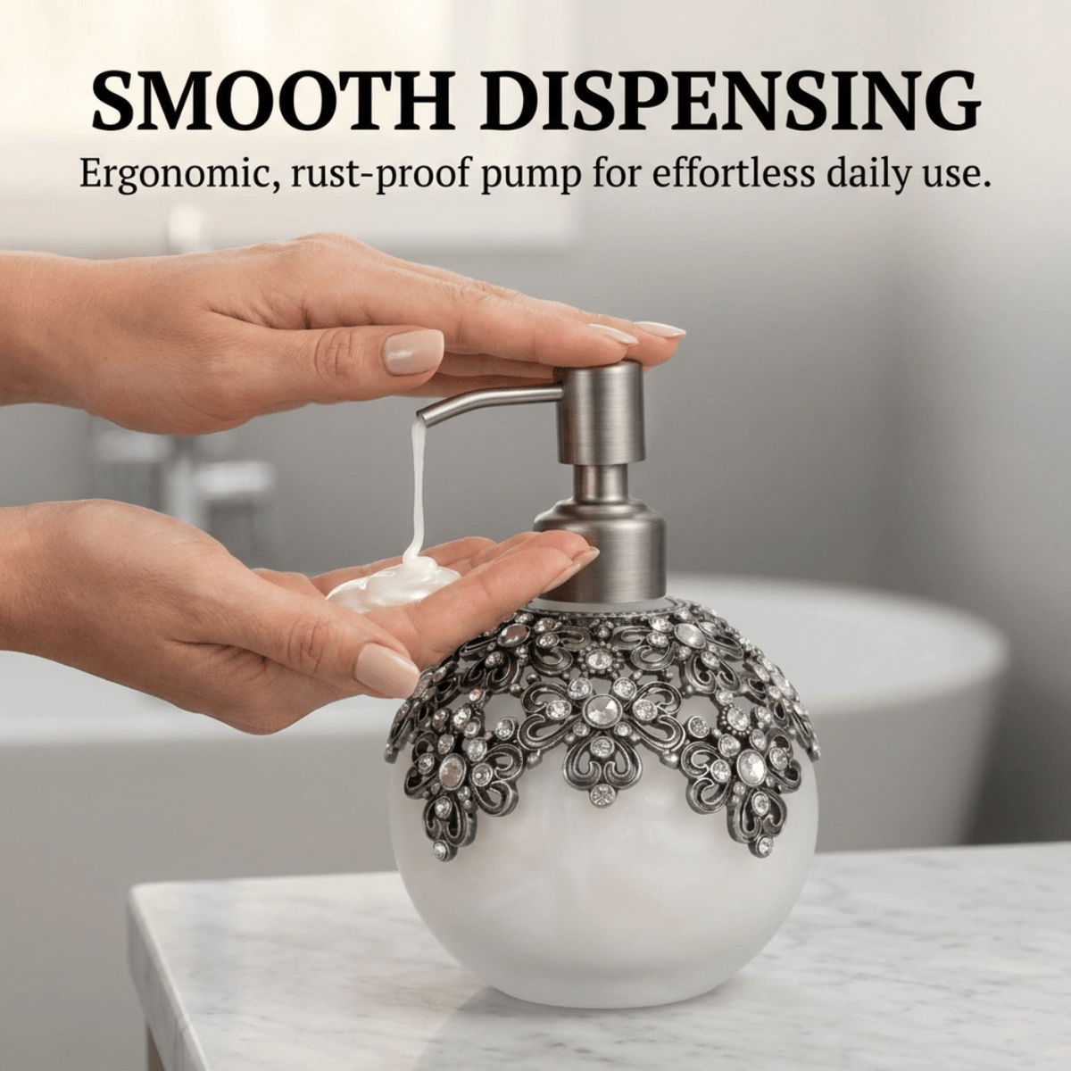 Lavinia Bloom – Modern Decorative Bathroom Accessory Handmade Soap Dispenser, 12 oz - Che Cose Belle