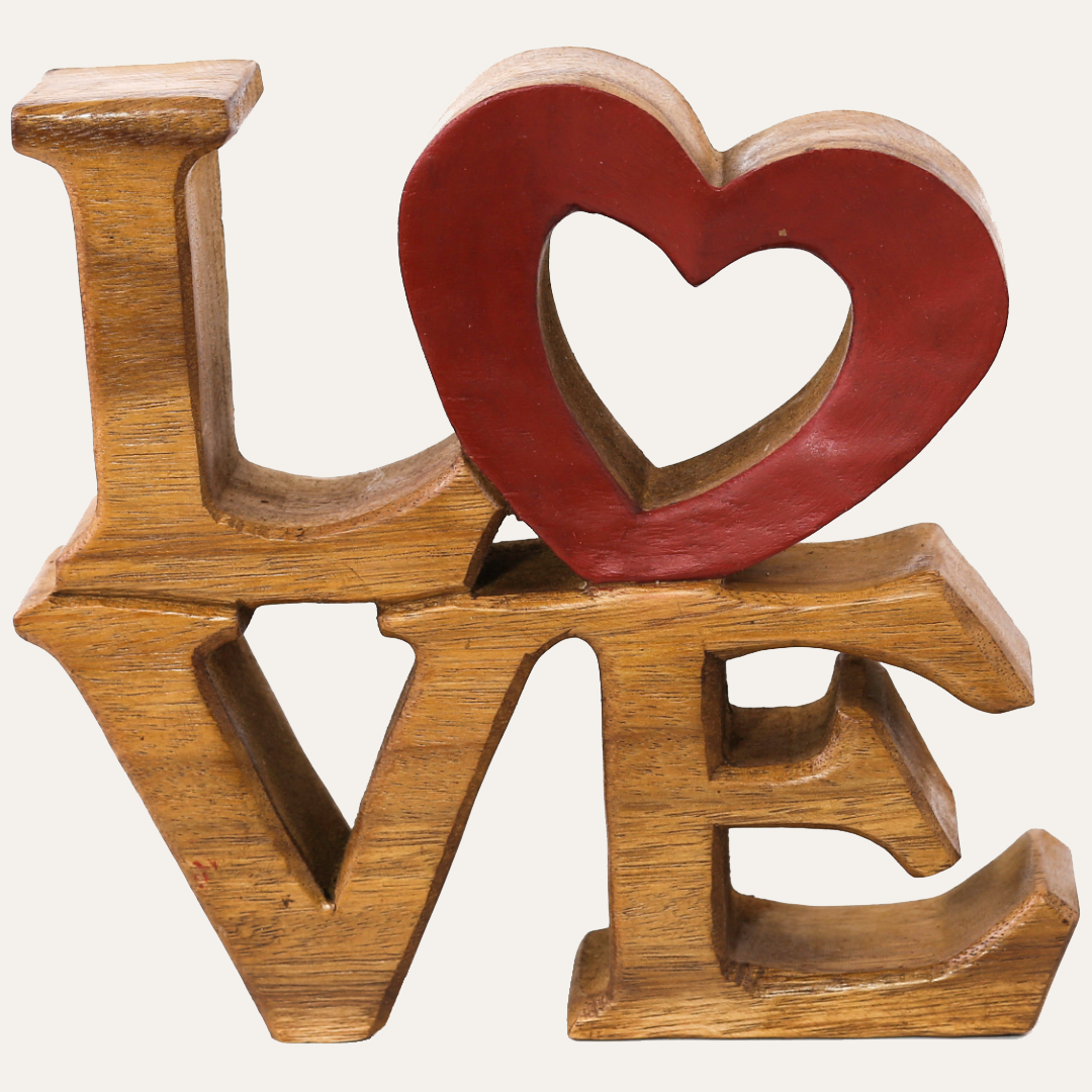 Elmija Enduring Love – Hand-Carved Wooden Sculpture, Handmade Decorative Home Art