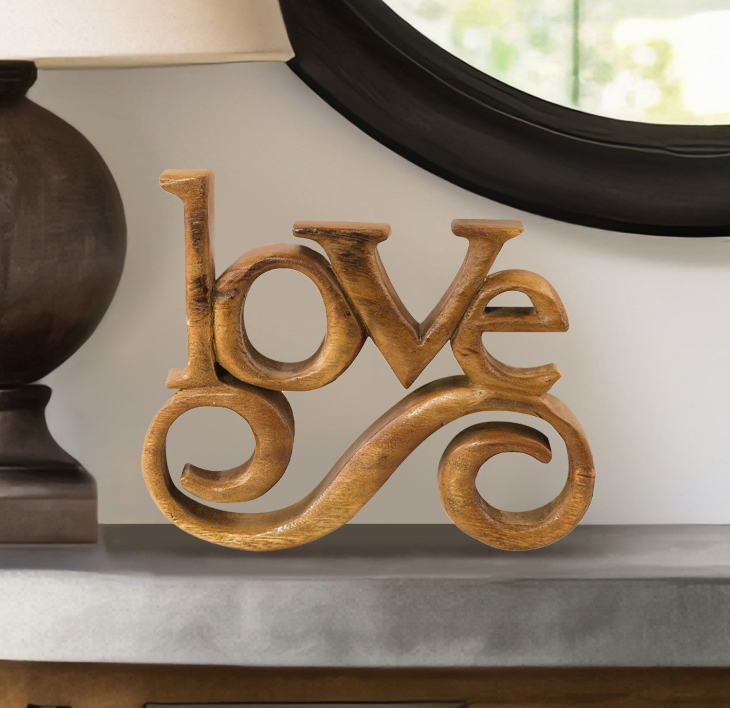 Forever Bloom – Hand-Carved Wooden Sculpture, Handmade Decorative Home Art