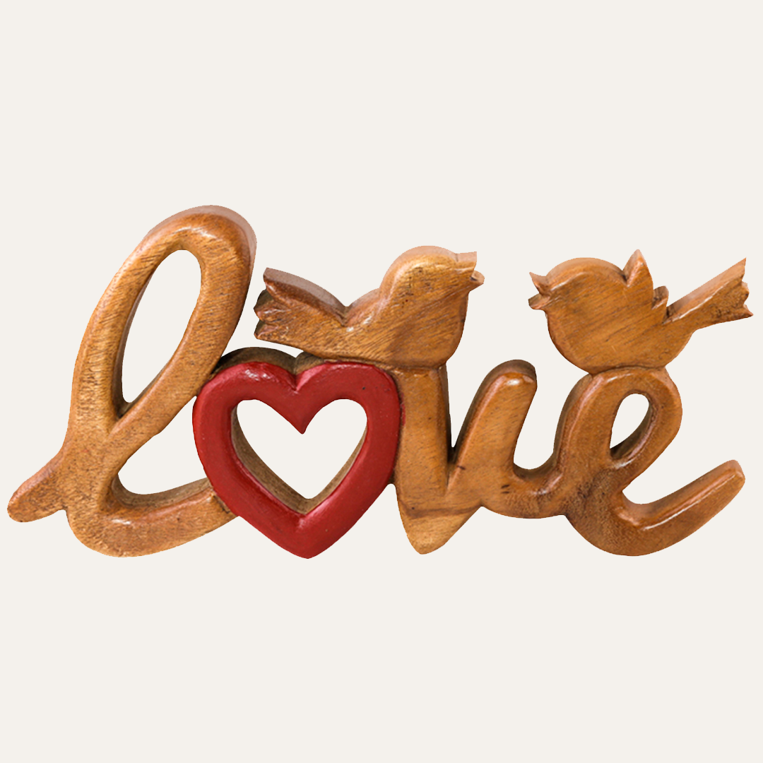 Amber Affection – Hand-Carved Wooden Sculpture, Handmade Decorative Home Art