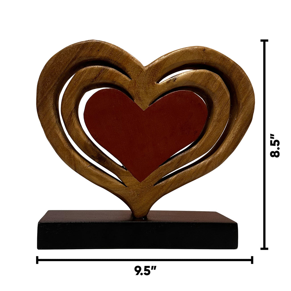 Serene Hearts – Handmade Wooden Sculpture, Elegant Home Decor