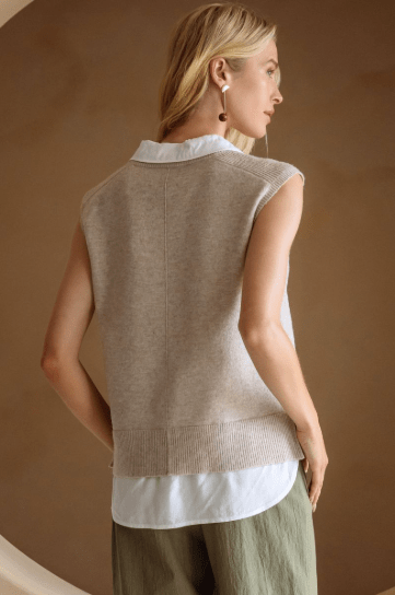 Layered Look Collared Sweater Vest - Che Cose Belle