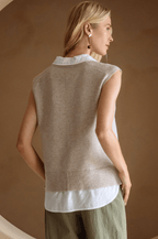 Layered Look Collared Sweater Vest - Che Cose Belle