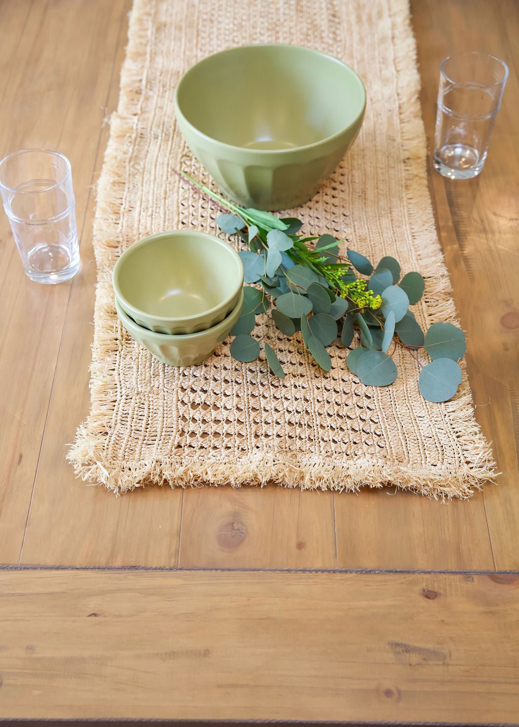 Lazio Crochet Raffia Table Runner, Woven Tabletop - Che Cose Belle