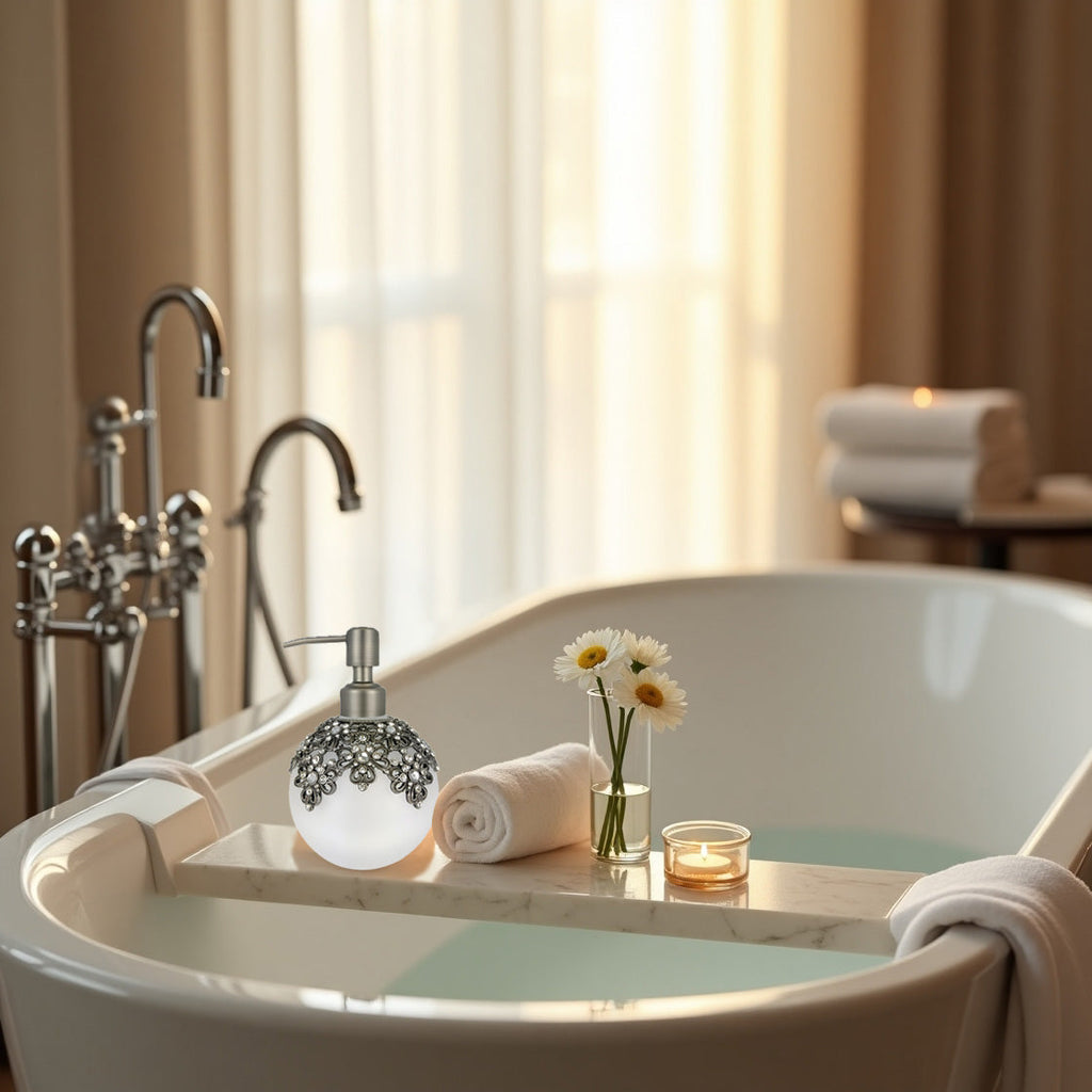 Lavinia Bloom – Modern Decorative Bathroom Accessory Handmade Soap Dispenser, 12 oz