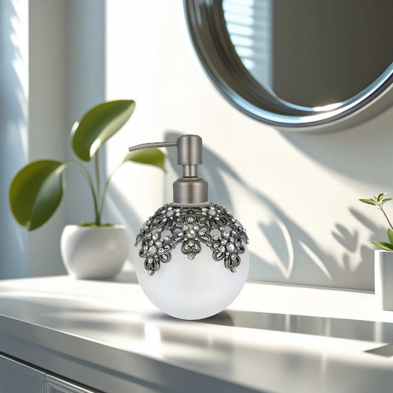 Lavinia Bloom – Modern Decorative Bathroom Accessory Handmade Soap Dispenser, 12 oz