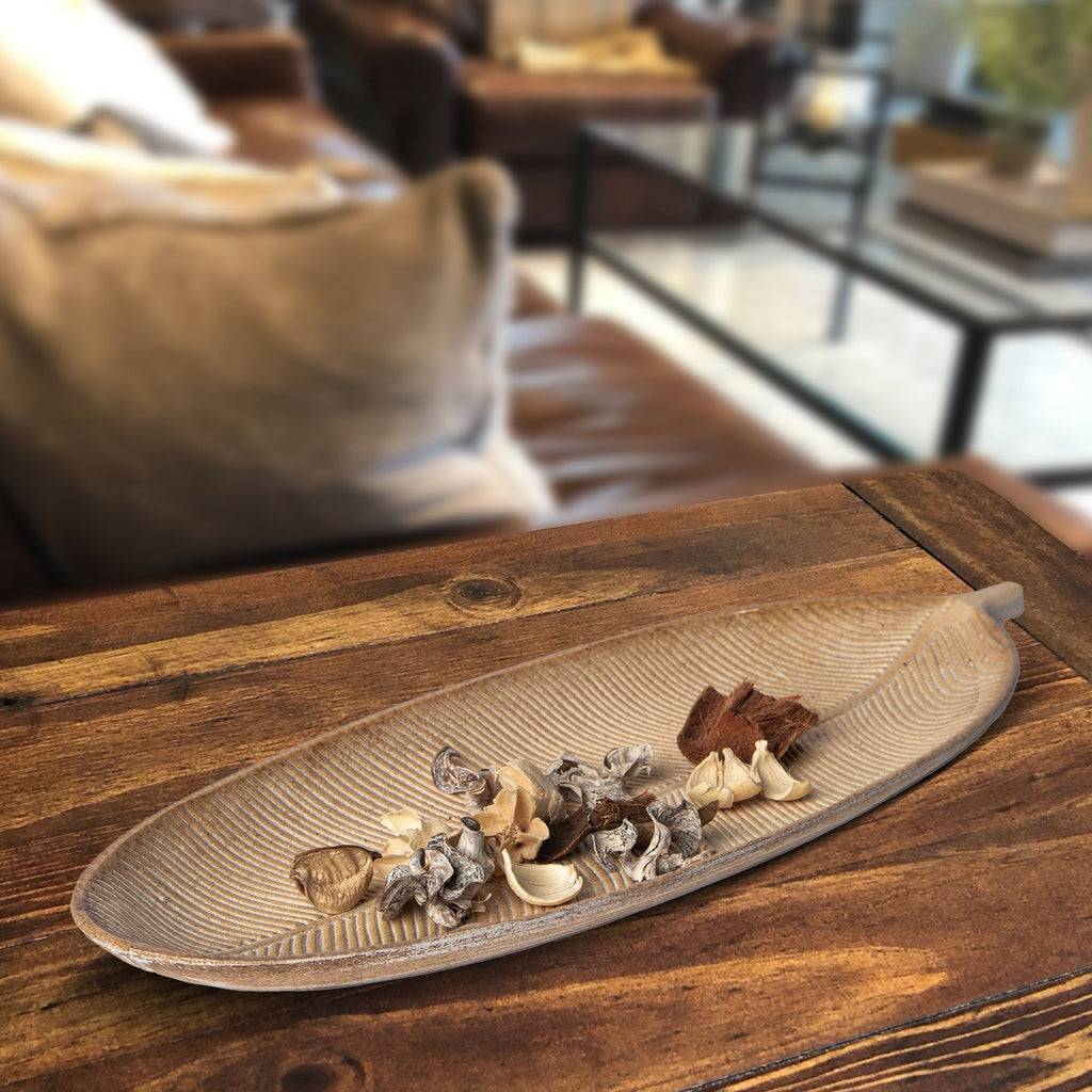 Leaf Design Wood Tray — Elegant Decorative MDF Tray for Home & Events - Che Cose Belle