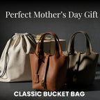 Leather Bucket Bag with Drawstring Pouch – Leather Satchel, Everyday Handbag with Mini Lock Design - Che Cose Belle