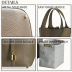 Leather Bucket Bag with Drawstring Pouch – Leather Satchel, Everyday Handbag with Mini Lock Design - Che Cose Belle